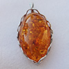 Imitate Amber Pendant With Metal Alloy Set, 84x44x21mm Hole:9x5mm, Sold by Bag 