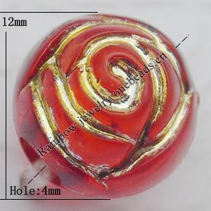 Acrylic Beads Jewelry finding, Round 12mm Hole:4mm, Sold by Bag