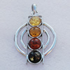 Imitate Amber Pendant With Metal Alloy Set, 54x37x6mm Hole:8.5x5mm, Sold by Bag 