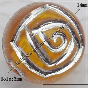 Acrylic Beads Jewelry finding, Round 14mm Hole:3mm, Sold by Bag
