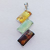 Imitate Amber Pendant With Metal Alloy Set, 58x53x7mm Hole:8x5mm, Sold by Bag 