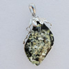 Imitate Amber Pendant With Metal Alloy Set, 56x32x15mm Hole:10.5x5mm, Sold by Bag 