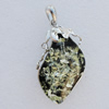 Imitate Amber Pendant With Metal Alloy Set, 56x32x15mm Hole:10.5x5mm, Sold by Bag 