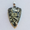 Imitate Amber Pendant With Metal Alloy Set, 59x32x13.5mm, Sold by Bag 