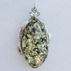 Imitate Amber Pendant With Metal Alloy Set, 77x44x20mm, Sold by Bag 