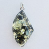 Imitate Amber Pendant With Metal Alloy Set, 72x37x20mm, Sold by Bag 