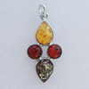 Imitate Amber Pendant With Metal Alloy Set, 57x28x18mm, Sold by Bag 