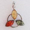Imitate Amber Pendant With Metal Alloy Set, 45x39.5x7mm, Sold by Bag 