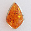 Imitate Amber Pendant With Metal Alloy Set, 46x31x12.5mm, Sold by Bag 