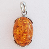 Imitate Amber Pendant With Metal Alloy Set, 46x25x14.5mm, Sold by Bag 