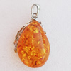 Imitate Amber Pendant With Metal Alloy Set, 50x30x18mm, Sold by Bag 