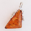 Imitate Amber Pendant With Metal Alloy Set, 69x42x16mm, Sold by Bag 