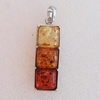 Imitate Amber Pendant With Metal Alloy Set, 49x16x8mm, Sold by Bag 