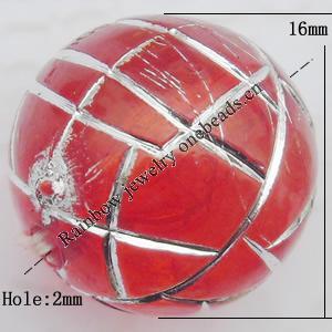 Acrylic Beads Jewelry finding, Round 16mm Hole:2mm, Sold by Bag