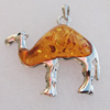 Imitate Amber Pendant With Metal Alloy Set, Animal 55x54x12mm, Sold by Bag 