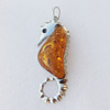 Imitate Amber Pendant With Metal Alloy Set, Animal 80.5x31x13, Sold by Bag 