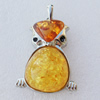 Imitate Amber Pendant With Metal Alloy Set, Animal 55.5x39x15mm, Sold by Bag 