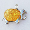 Imitate Amber Pendant With Metal Alloy Set, Animal 59.5x40x15mm, Sold by Bag 