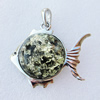 Imitate Amber Pendant With Metal Alloy Set, Animal 66x54x15mm, Sold by Bag 