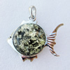 Imitate Amber Pendant With Metal Alloy Set, Animal 66x54x15mm, Sold by Bag 