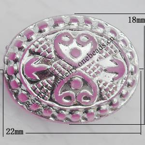 Acrylic Beads Jewelry finding, Oval 18x22mm Hole:2mm, Sold by Bag