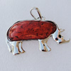 Imitate Amber Pendant With Metal Alloy Set, Animal 55x36x10mm, Sold by Bag 