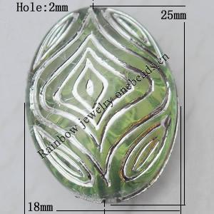 Acrylic Beads Jewelry finding, Flat Oval 25x18mm Hole:2mm, Sold by Bag