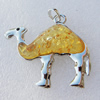 Imitate Amber Pendant With Metal Alloy Set, Animal 60x59x11mm, Sold by Bag 