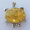 Imitate Amber Pendant With Metal Alloy Set, Animal 42x41x43mm, Sold by Bag 