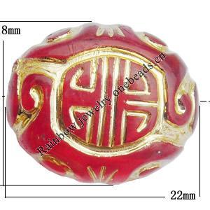 Acrylic Beads Jewelry finding, Flat Oval 18x22mm Hole:3mm, Sold by Bag