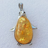 Imitate Amber Pendant With Metal Alloy Set, Animal 52x35x13mm, Sold by Bag 
