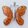 Imitate Amber Pendant With Metal Alloy Set, 54x66x10mm, Sold by Bag 