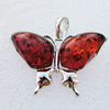 Imitate Amber Pendant With Metal Alloy Set, 49x33x10mm, Sold by Bag 