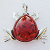 Imitate Amber Pendant With Metal Alloy Set, Animal 53x58x14mm, Sold by Bag 