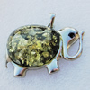 Imitate Amber Pendant With Metal Alloy Set, Animal 56x37x16mm, Sold by Bag 