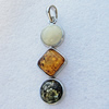 Imitate Amber Pendant With Metal Alloy Set, 57x19x7mm, Sold by Bag 