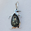 Imitate Amber Pendant With Metal Alloy Set, Animal 52x30x10.5mm, Sold by Bag 