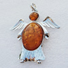 Imitate Amber Pendant With Metal Alloy Set, Animal 65x56x10mm, Sold by Bag 
