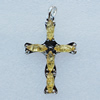 Imitate Amber Pendant With Metal Alloy Set, 61x39x7.5mm, Sold by Bag 