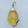 Imitate Amber Pendant With Metal Alloy Set, Animal 65x31x17mm, Sold by Bag 