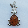 Imitate Amber Pendant With Metal Alloy Set, Animal 64x38x10mm, Sold by Bag 