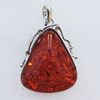 Imitate Amber Pendant With Metal Alloy Set, 56x42x17mm, Sold by Bag 