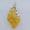 Imitate Amber Pendant With Metal Alloy Set, 68x36x21mm, Sold by Bag 