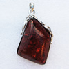 Imitate Amber Pendant With Metal Alloy Set, 70x49x17mm, Sold by Bag 