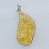 Imitate Amber Pendant With Metal Alloy Set, 72x37x19mm, Sold by Bag 