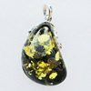 Imitate Amber Pendant With Metal Alloy Set, 58.5x35x20mm, Sold by Bag 