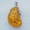 Imitate Amber Pendant With Metal Alloy Set, 60x35x21mm, Sold by Bag 