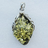 Imitate Amber Pendant With Metal Alloy Set, 66x38x19mm, Sold by Bag 