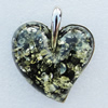 Imitate Amber Pendant With Metal Alloy Set, 57.5x49x14mm, Sold by Bag 
