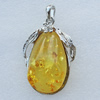 Imitate Amber Pendant With Metal Alloy Set, 68x37.5x18mm, Sold by Bag 